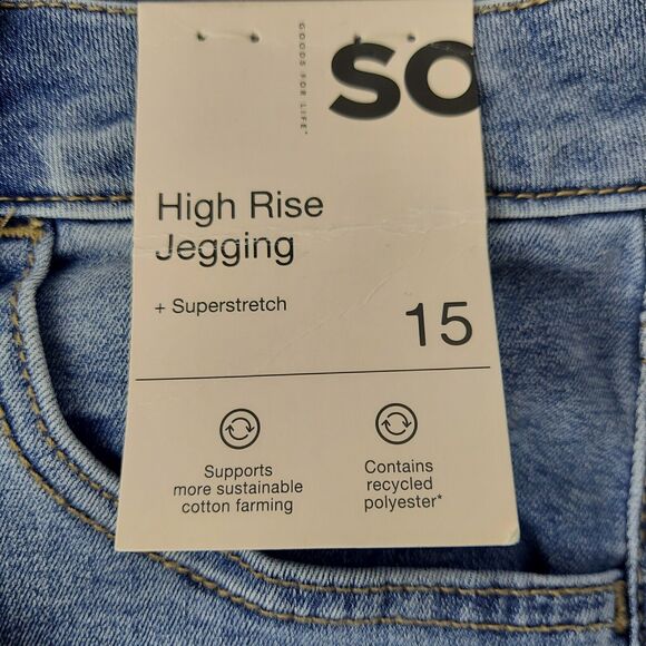 SO Jeans 15/32W High Rise Jegging + Superstretch Blue Medium Wash Junior Khol's - Picture 2 of 5